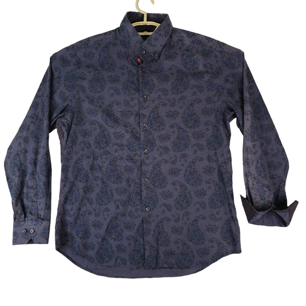 Fredrick‎ Martin Shirt Mens Large Floral Long Sleeve Flip Cuff Button Down